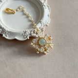 Capri Mint Crystal Tikka Set - Ahseya & Co