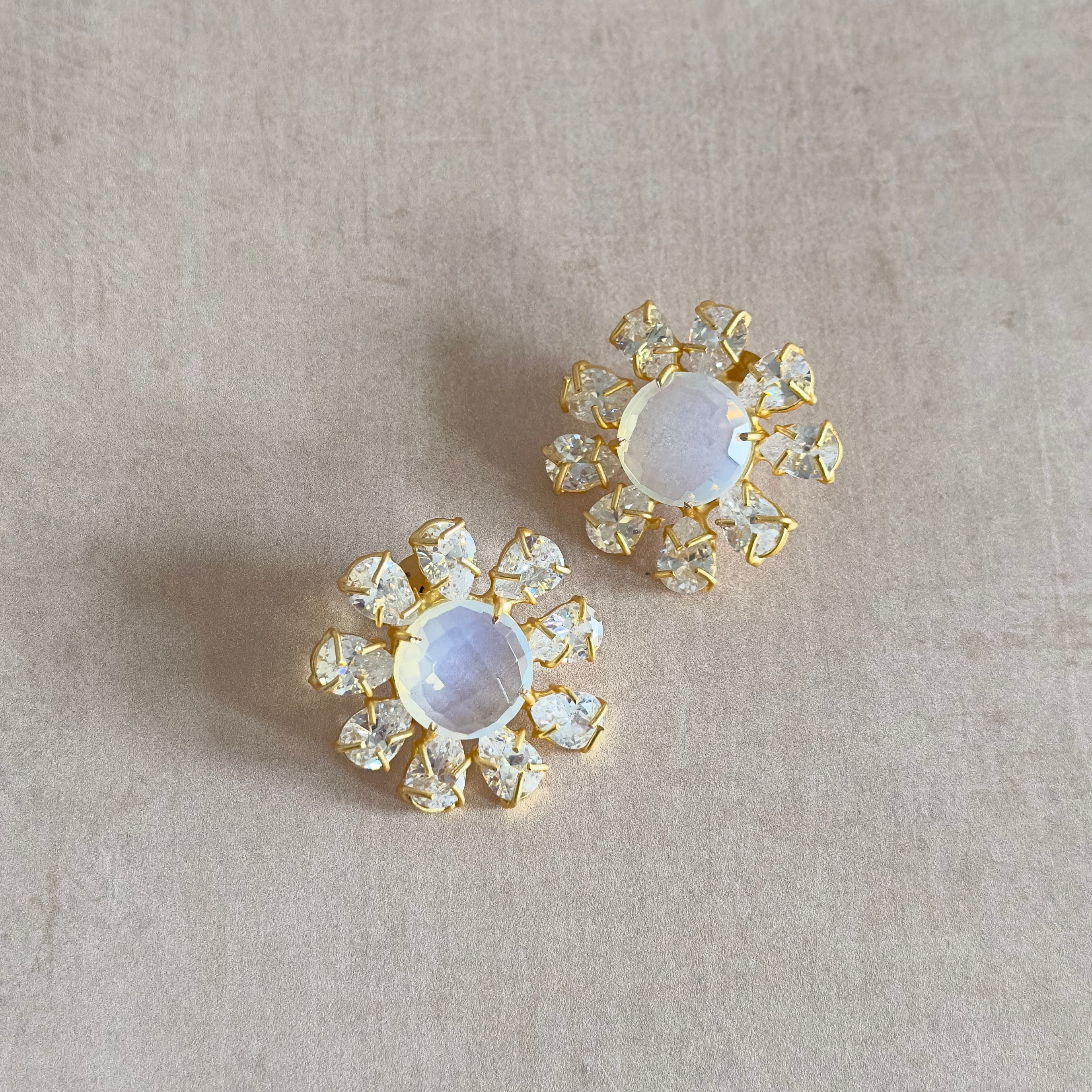 Flora Crystal Stud Earrings - Ahseya & Co