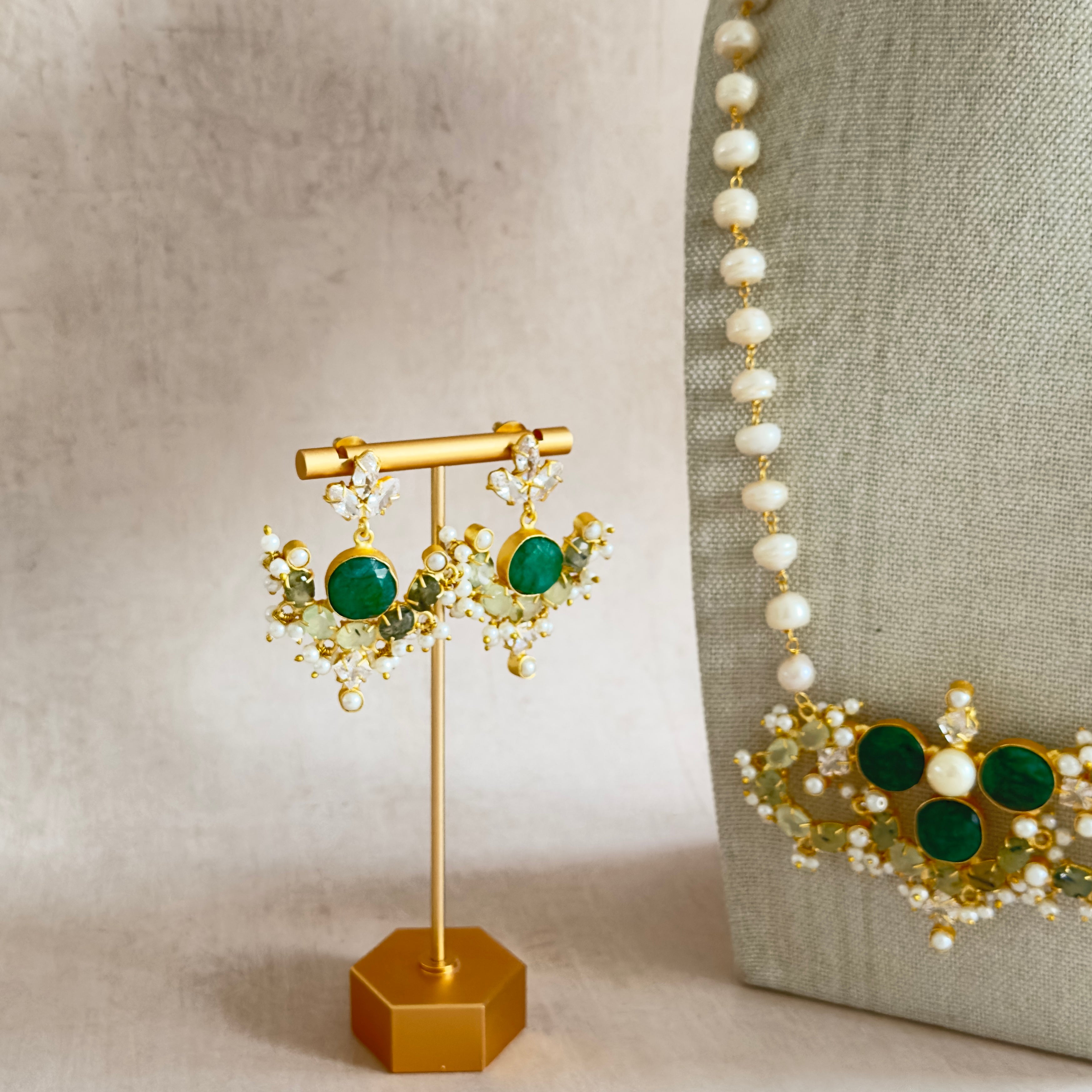 Hayaat Green Pearl Mala Set - Ahseya & Co