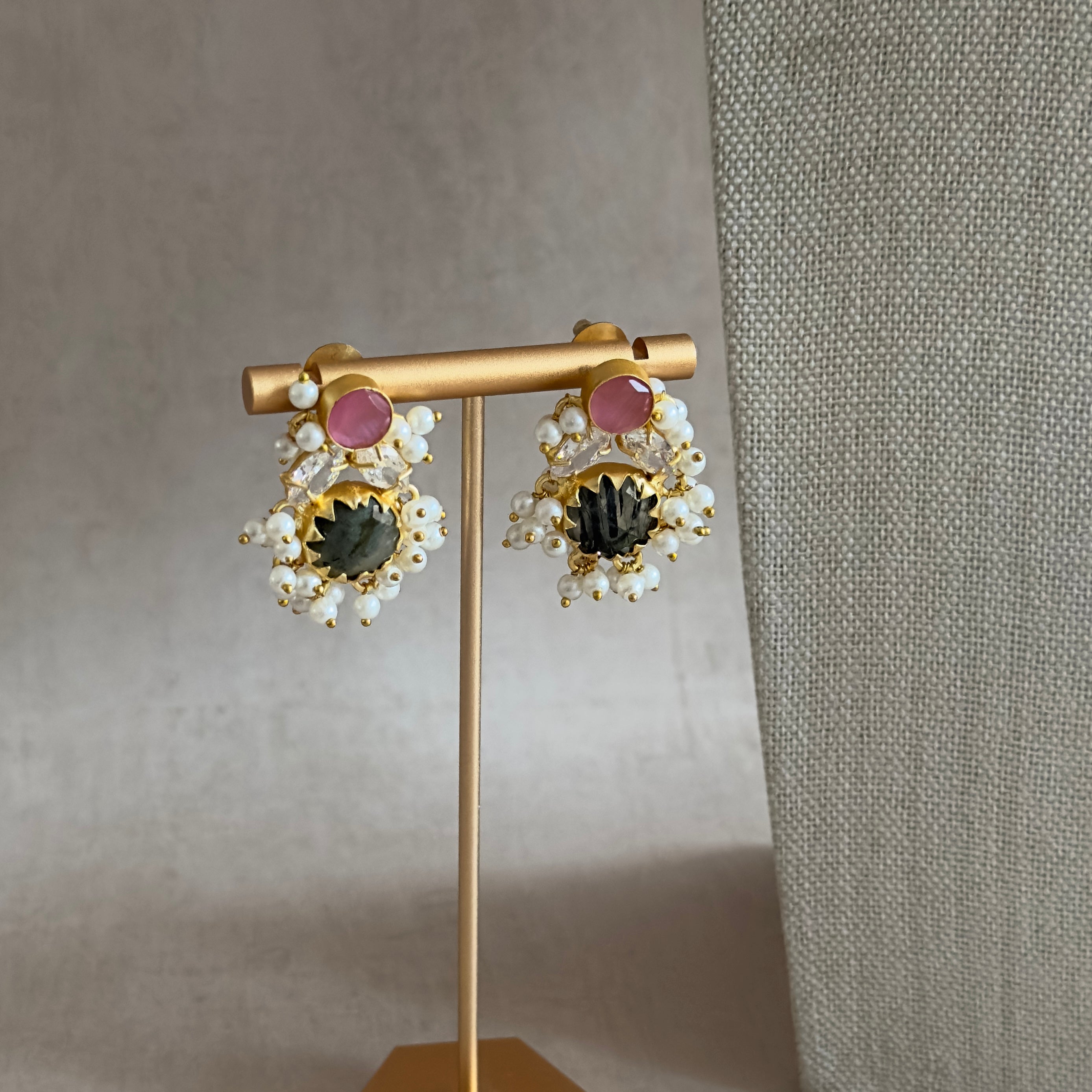 Dilnaz Olive Pink Necklace Set - Ahseya & Co