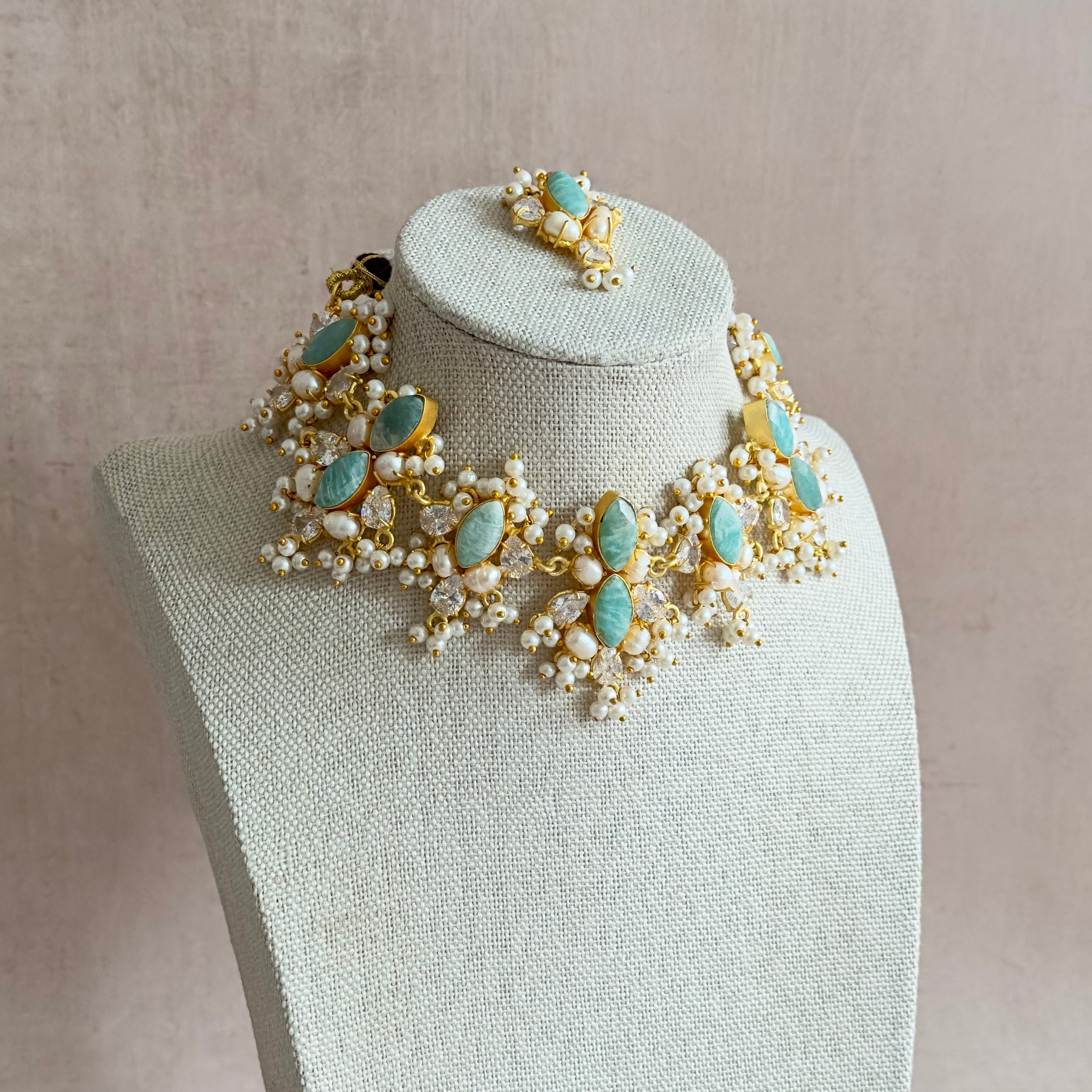 Hiba Jade Crystal Choker Set - Ahseya & Co