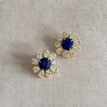 Flora Blue Crystal Stud Earrings - Ahseya & Co