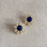 Flora Blue Crystal Stud Earrings - Ahseya & Co