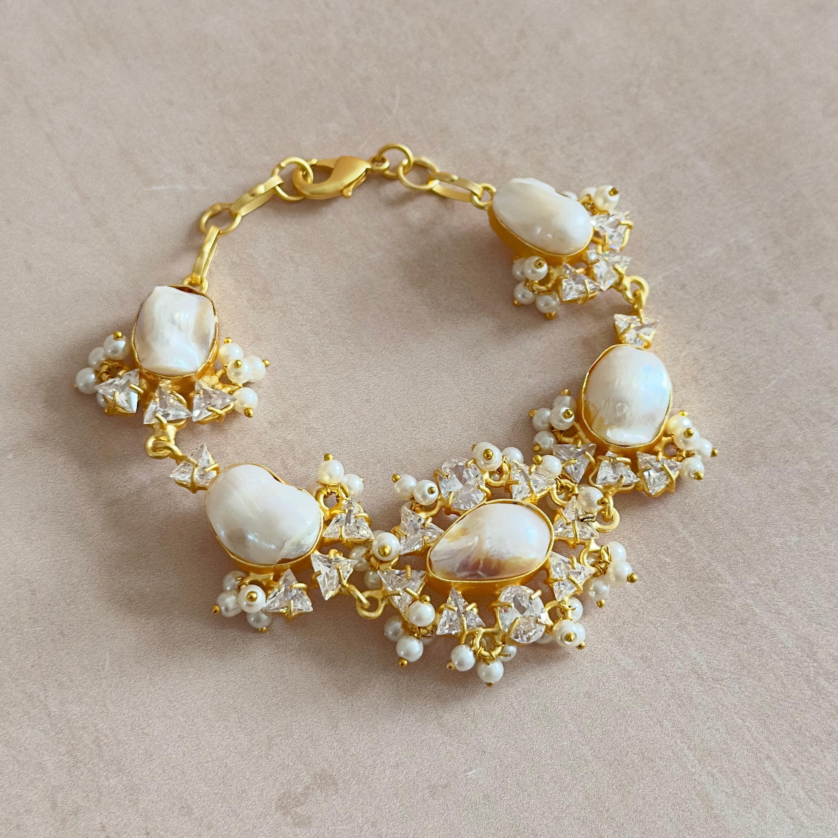 Ottilie Pearl Crystal Bracelet - Ahseya & Co