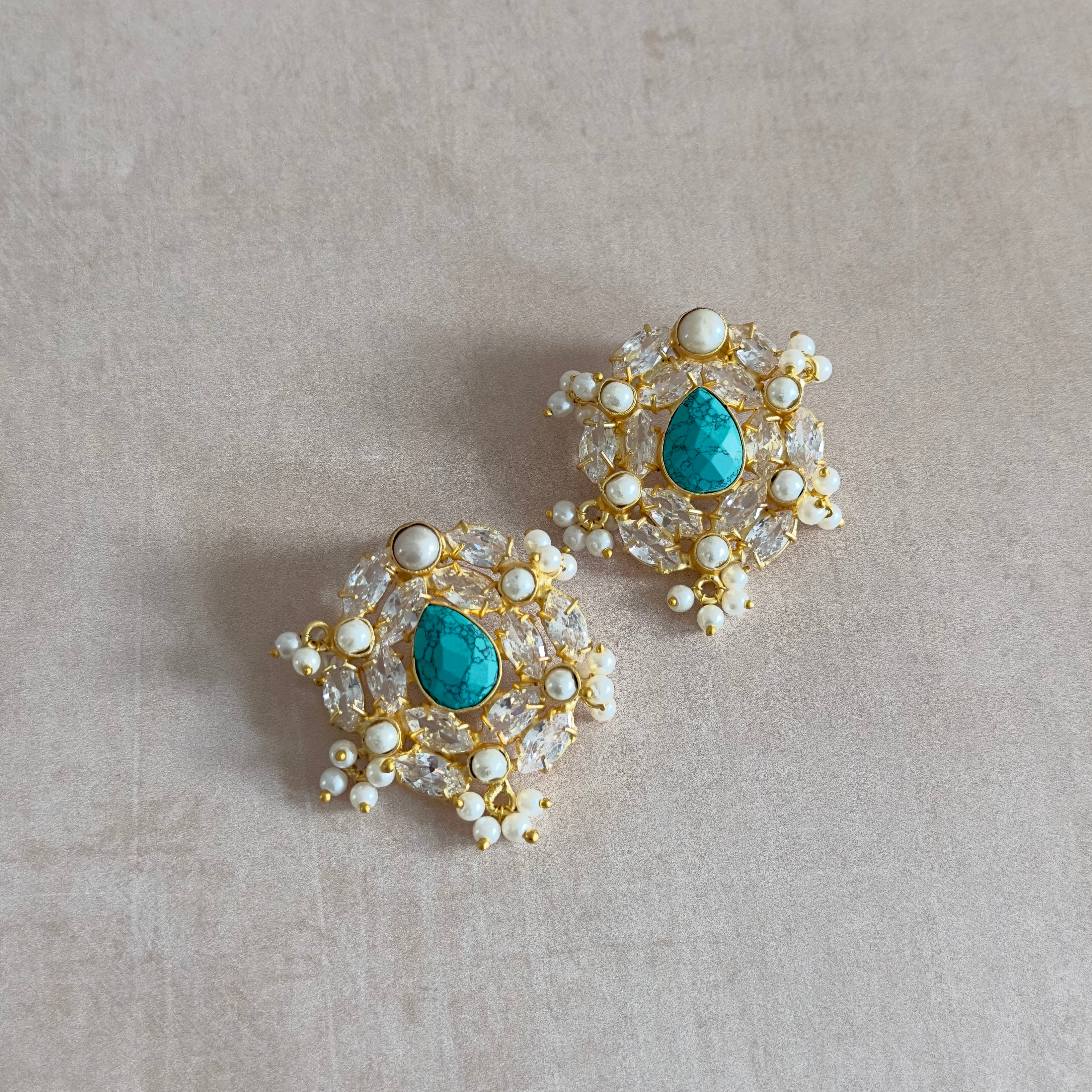 Aria Turquoise Stud Earrings - Ahseya & Co