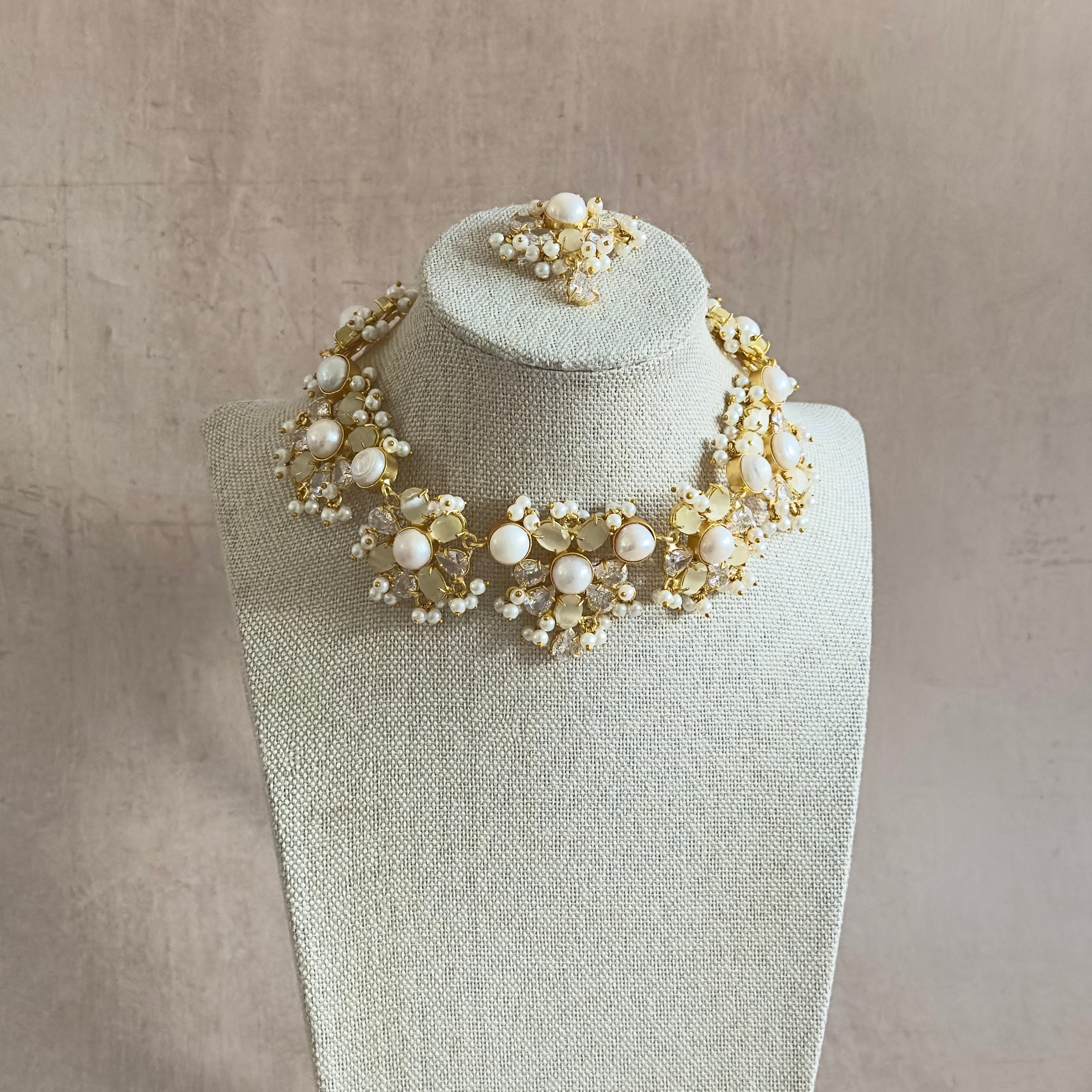 Kiara Grey Pearl Necklace Set - Ahseya & Co