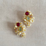 Ozara Maroon Stud Earrings - Ahseya & Co