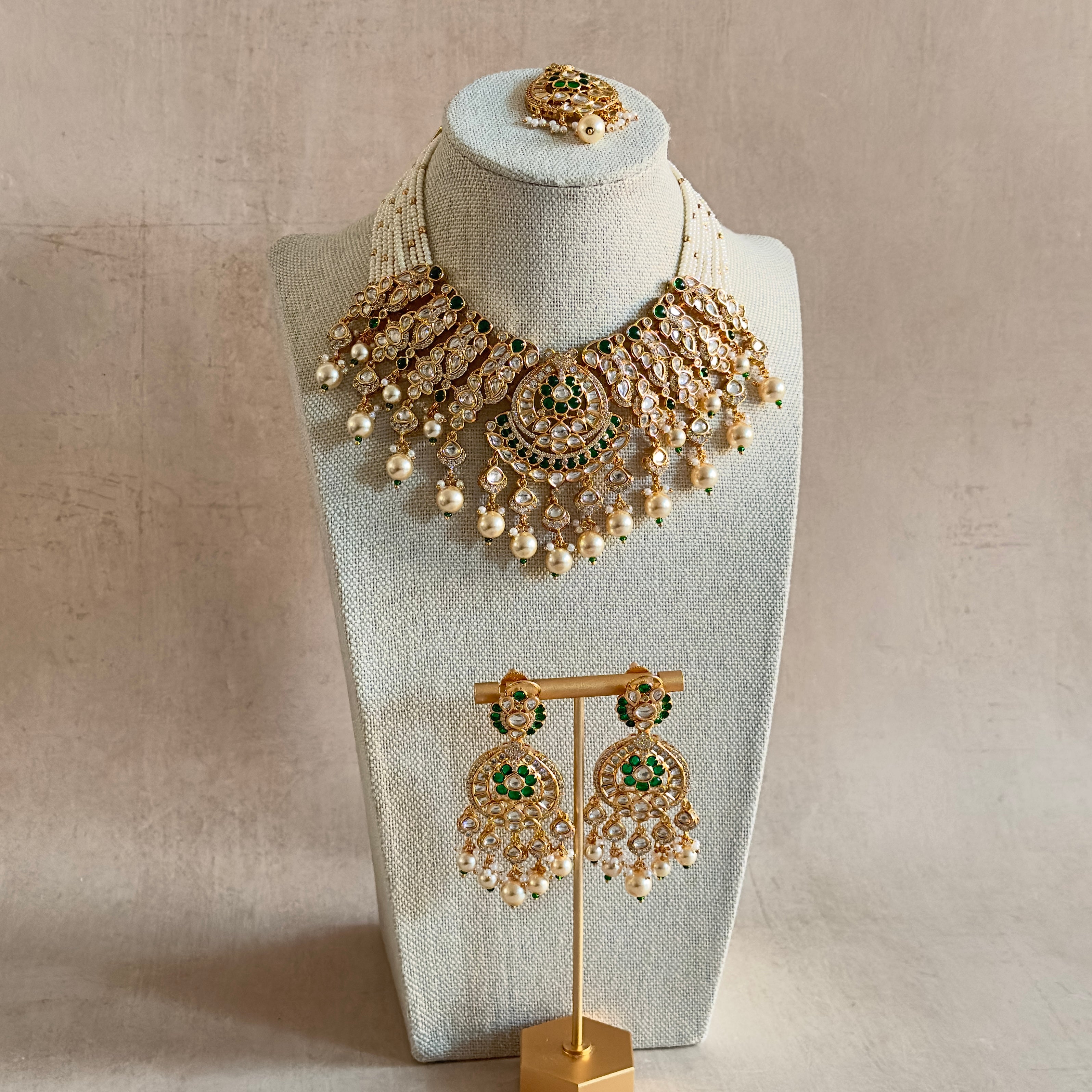 Eshani Pearl Kundan Necklace Set - Ahseya & Co