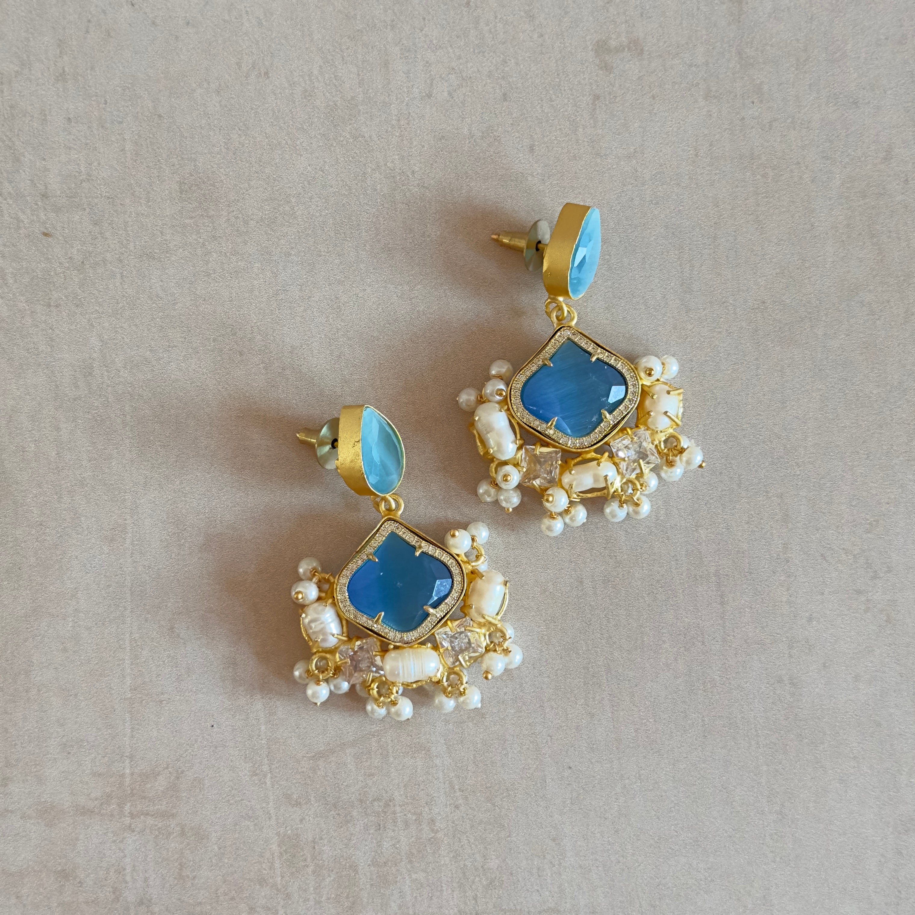 Ummara Blue Pearl Drop Earrings - Ahseya & Co