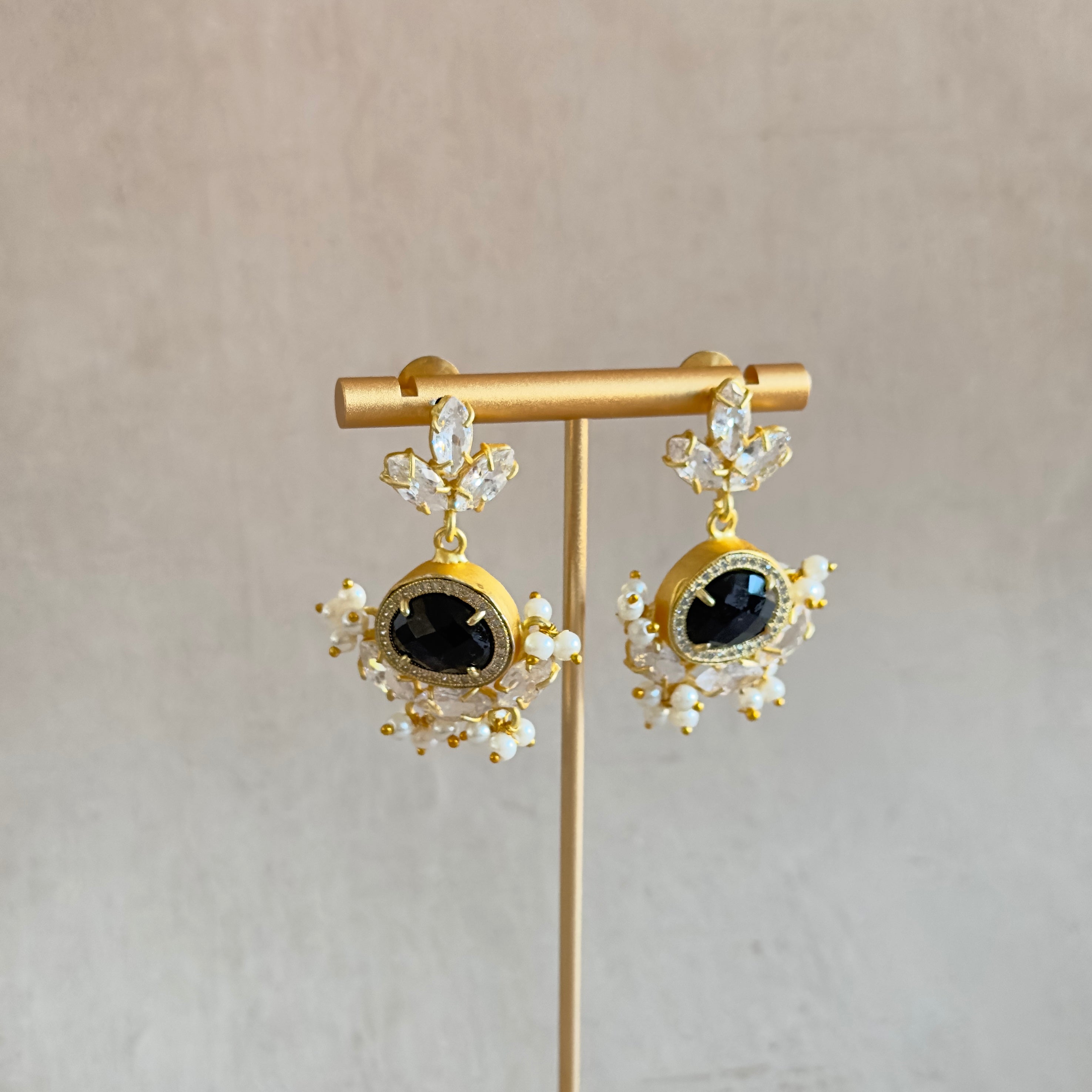 Amali Black Crystal Drop Earrings - Ahseya & Co