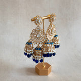 Eiman Navy Kundan Drop Earrings - Ahseya & Co