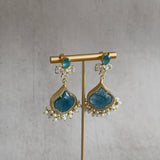 Jay Teal Crystal Drop Earrings - Ahseya & Co