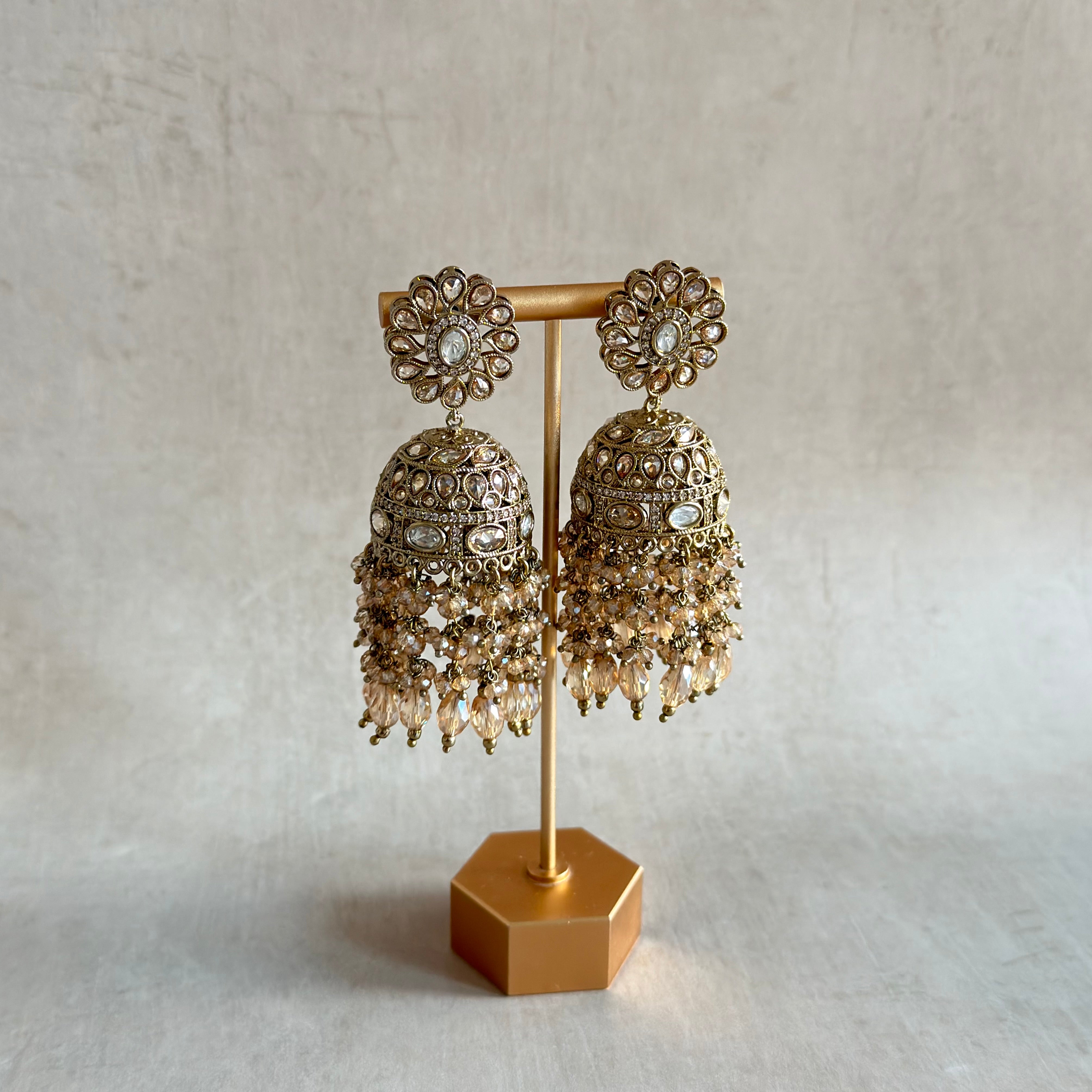 Fatema Crystal Jhumka Earrings - Ahseya & Co