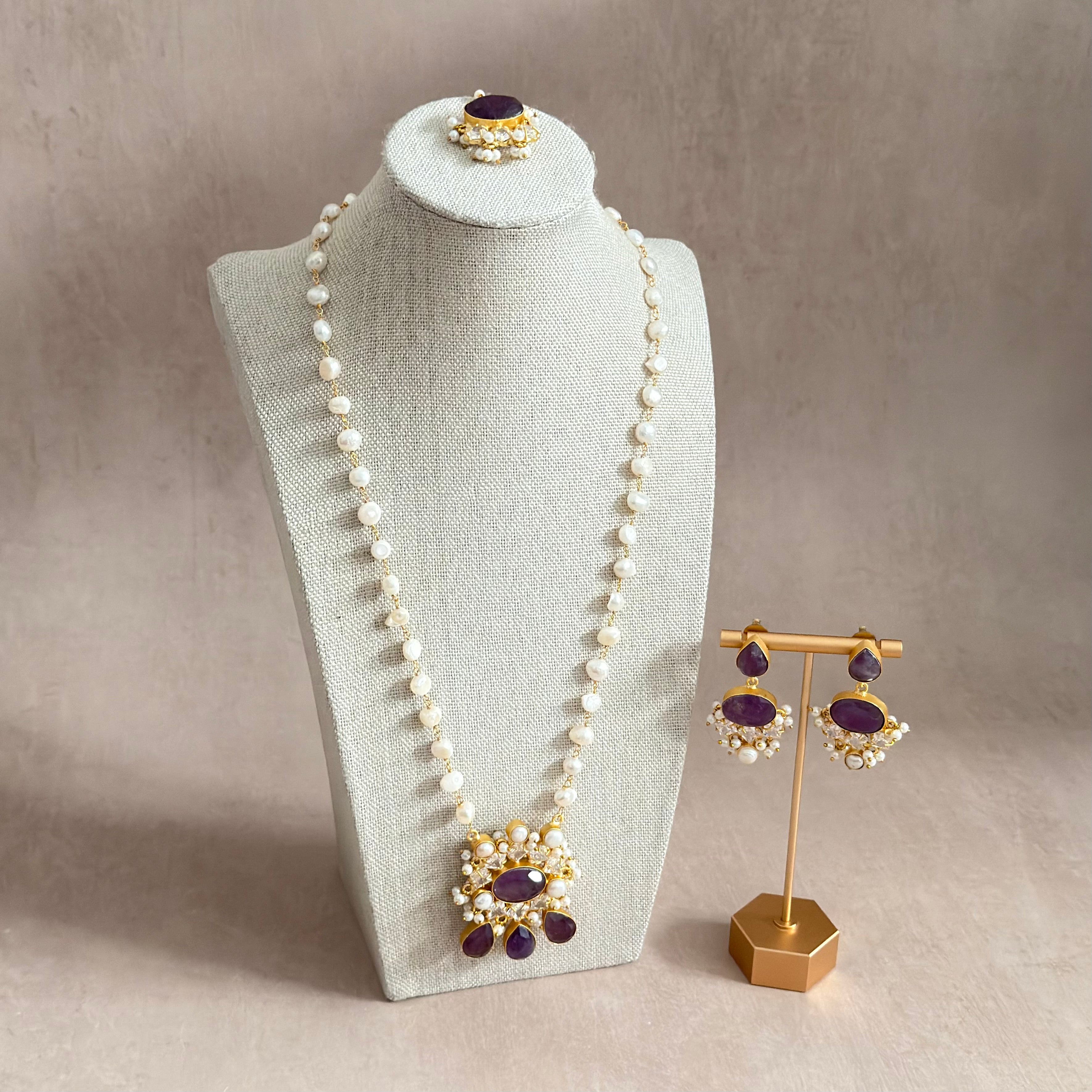 Heidi Purple Pearl Mala Set - Ahseya & Co