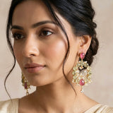Moona Olive Pink Crystal Drop Earrings - Ahseya & Co