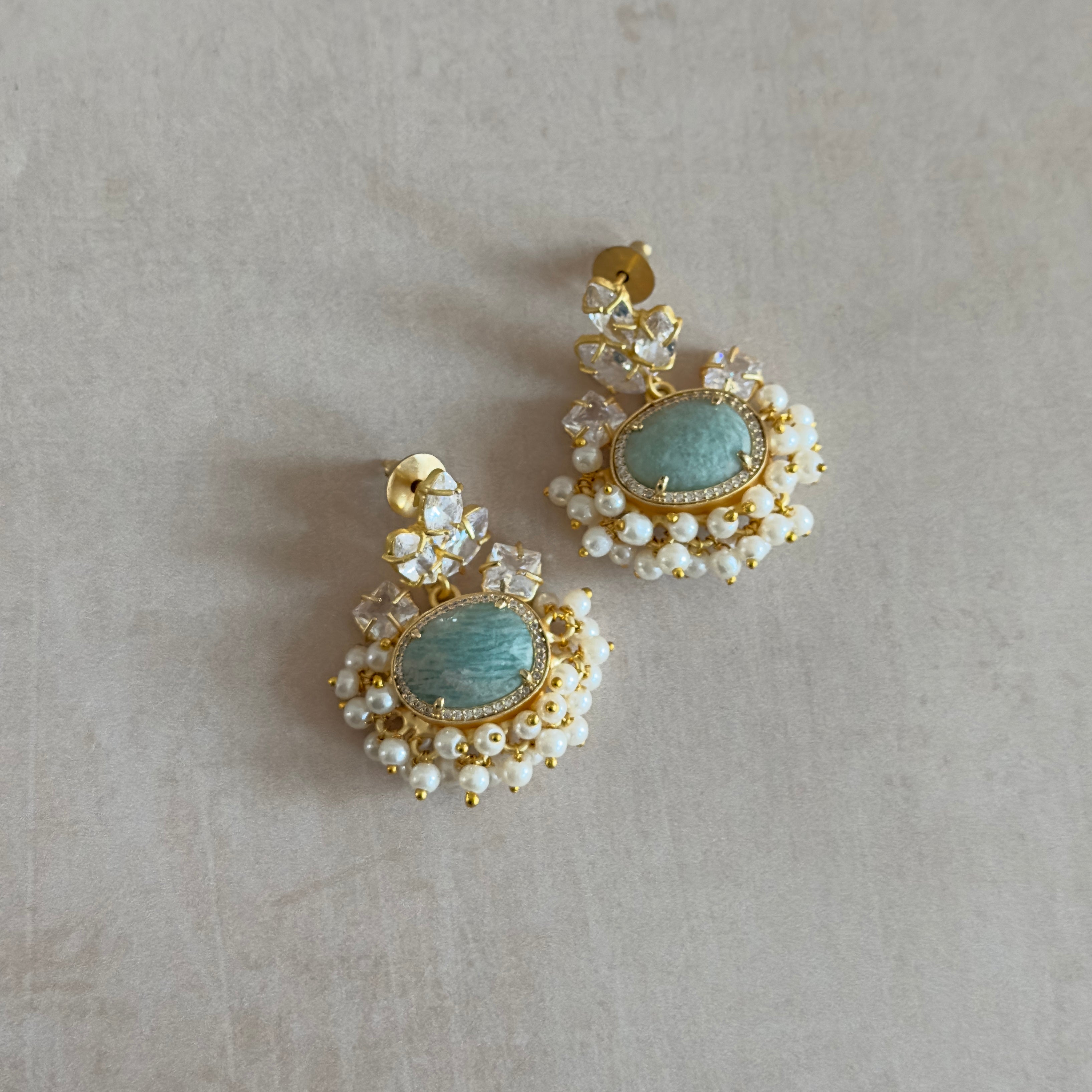 Jade Crystal Drop Earrings - Ahseya & Co