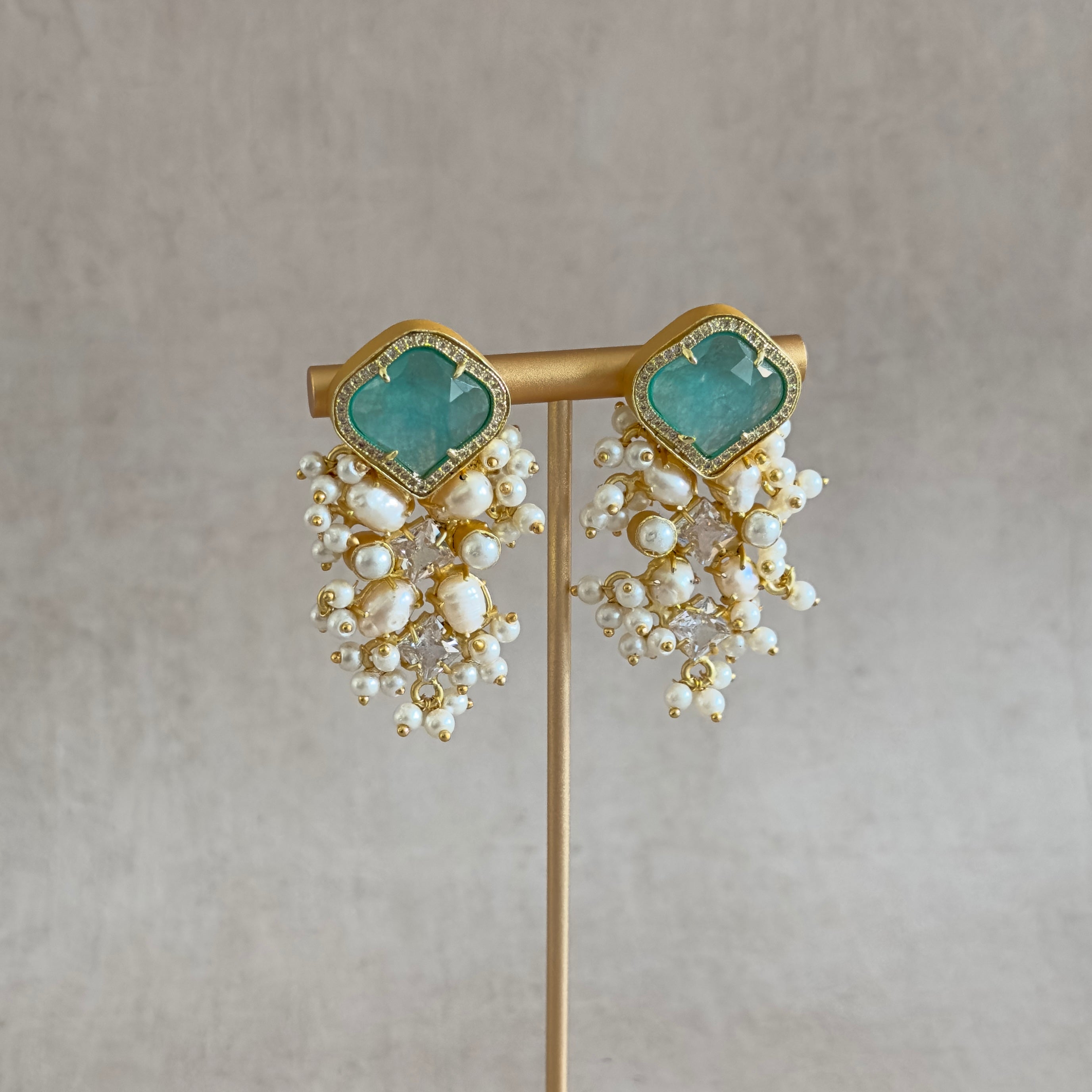 Imaan Mint Stud Earrings - Ahseya & Co