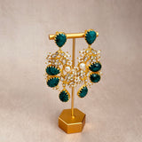 Dania Teal Green Kundan Drop Earrings