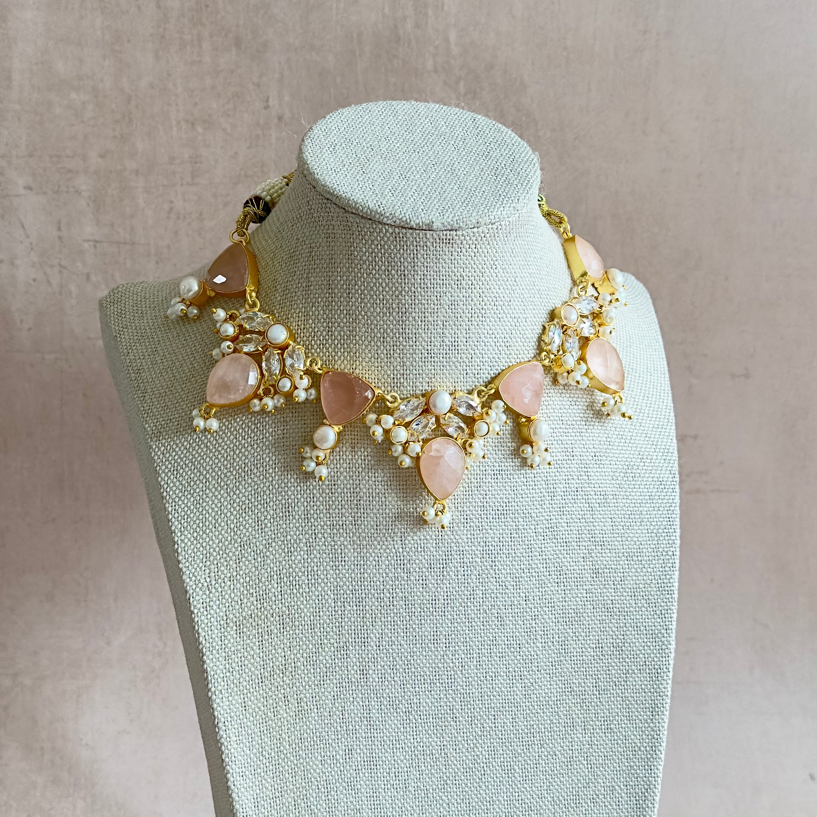 Joelle Pink Crystal Choker Set - Ahseya & Co
