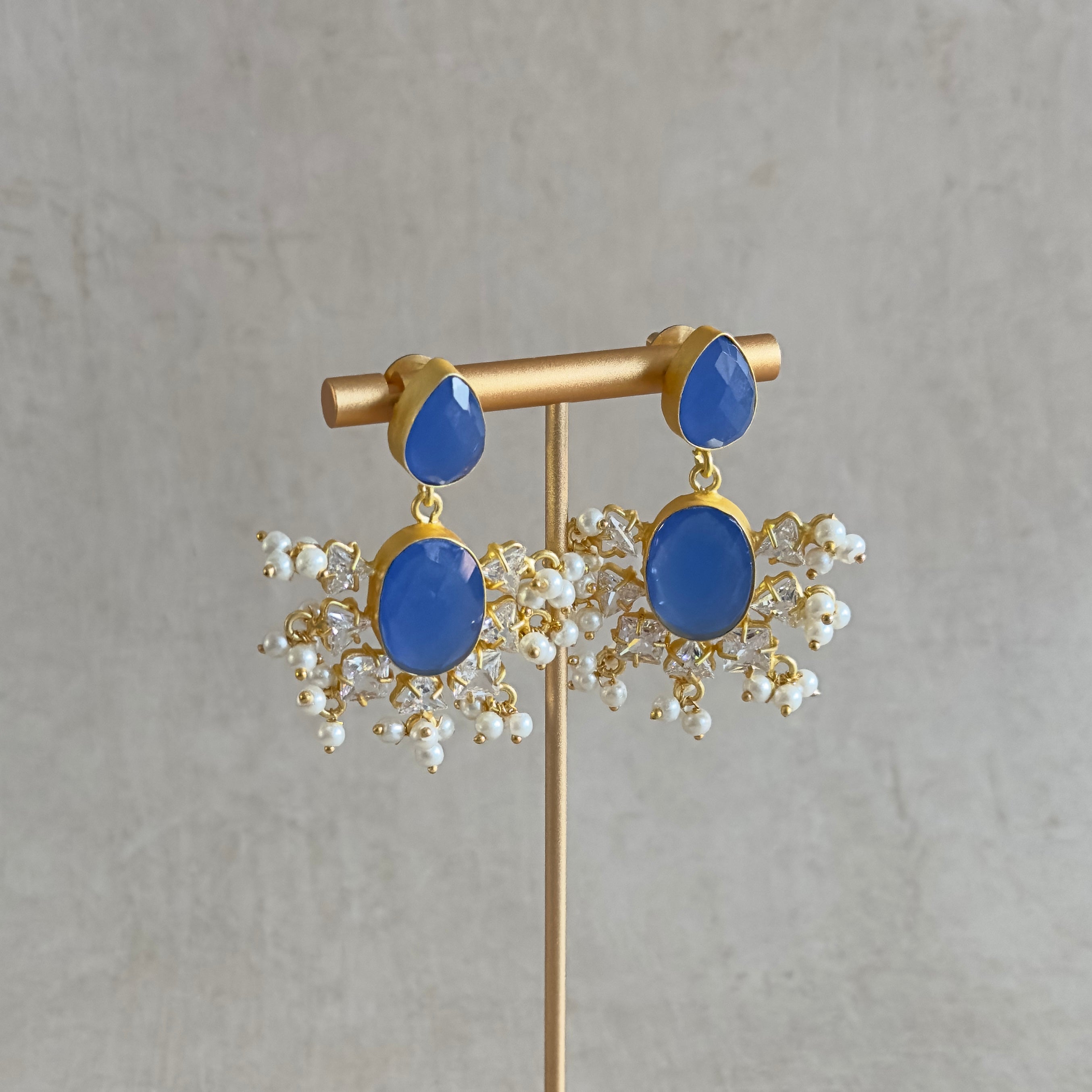 Skye Blue Crystal Drop Earrings - Ahseya & Co
