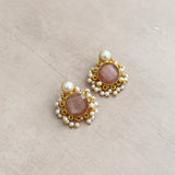 Aimee Peach Pearl Stud Earrings