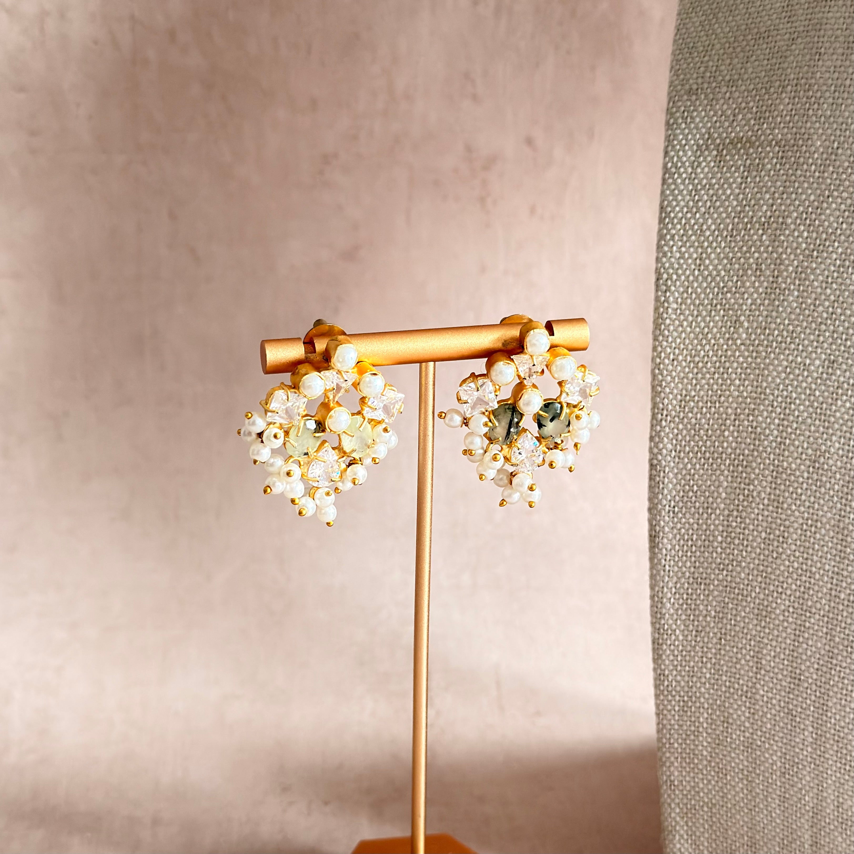 Wafaa Olive Crystal Necklace Set - Ahseya & Co