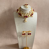 Ranya Maroon Crystal Necklace Set - Ahseya & Co