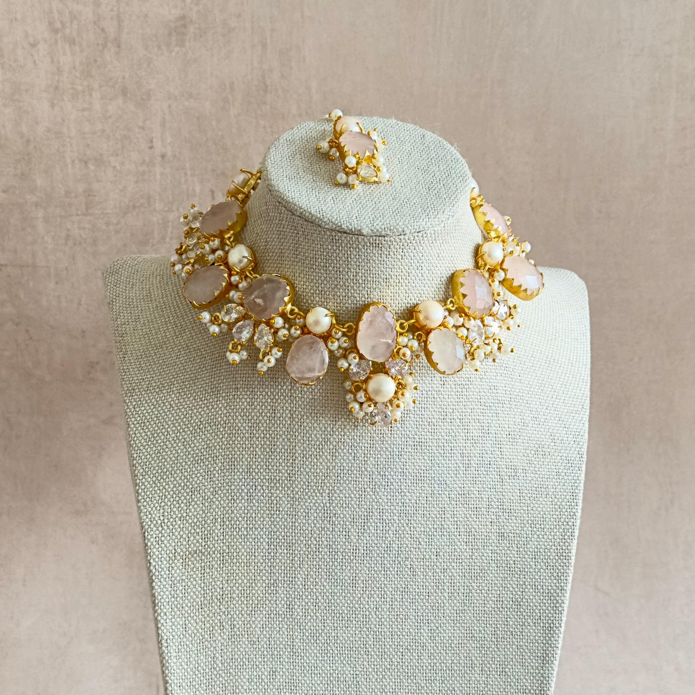 Carmen Rose Pearl Necklace Set - Ahseya & Co