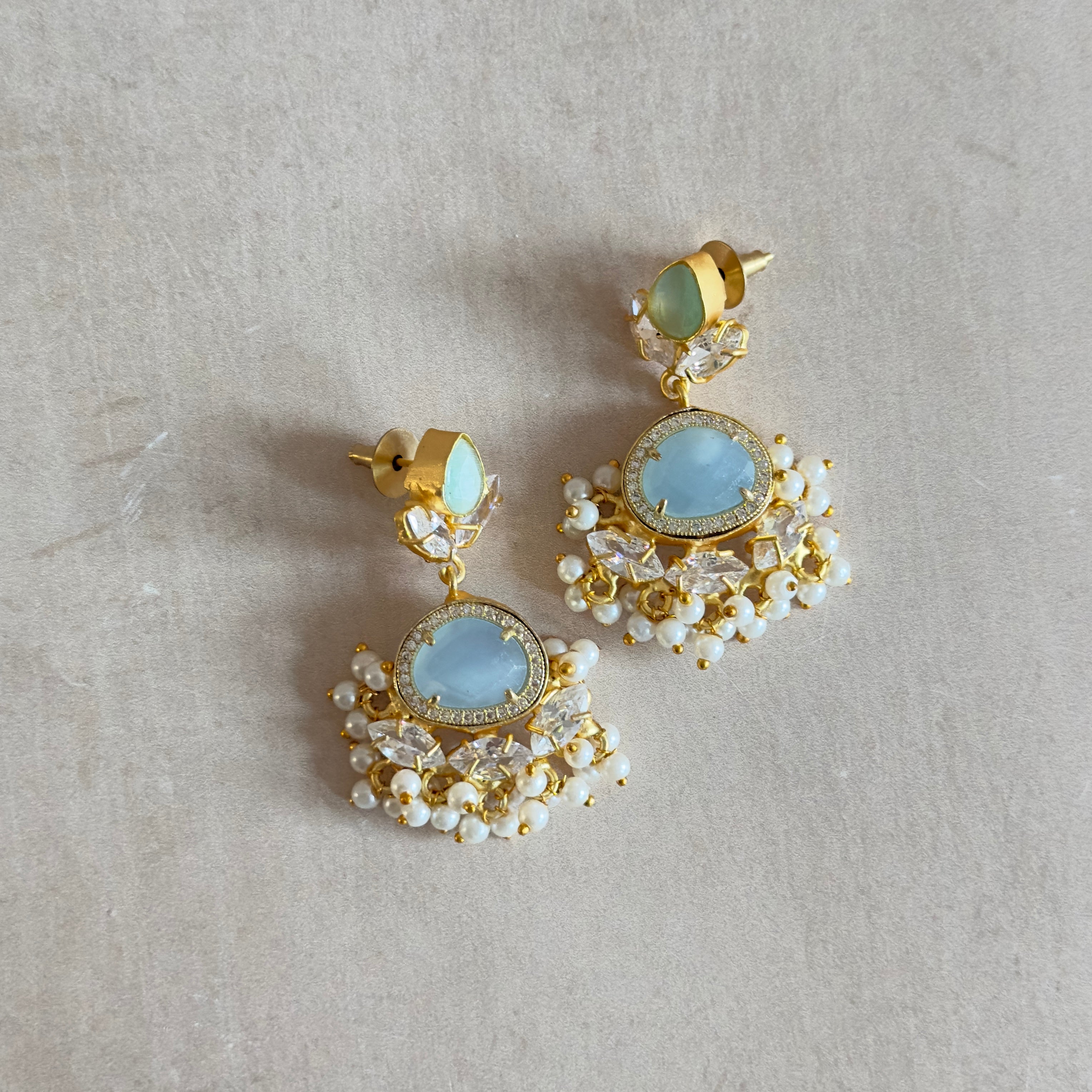 Amali Blue Crystal Drop Earrings - Ahseya & Co