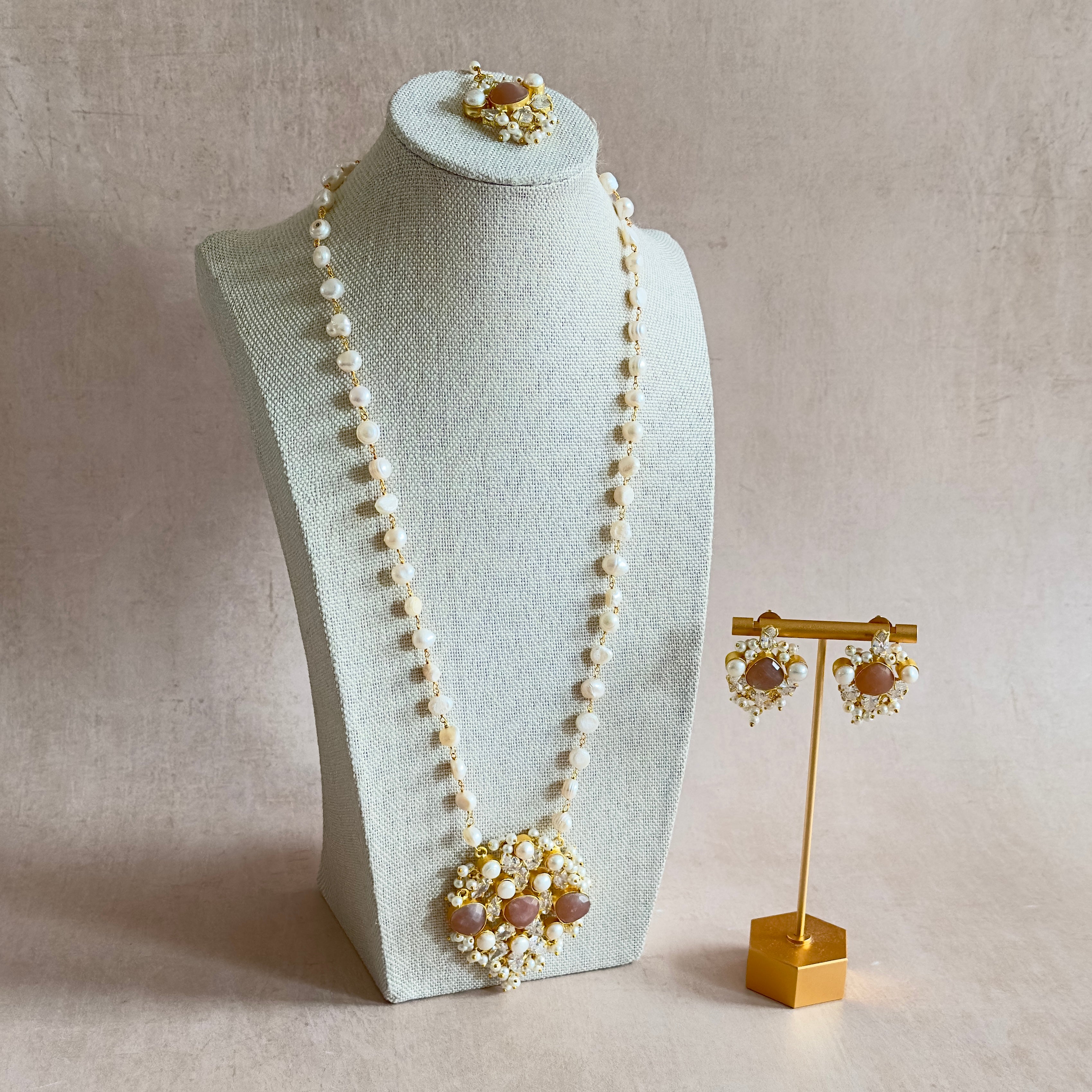 Sabah Nude Pearl Mala Set - Ahseya & Co