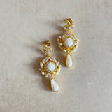 Fatima Pearl Crystal Drop Earrings