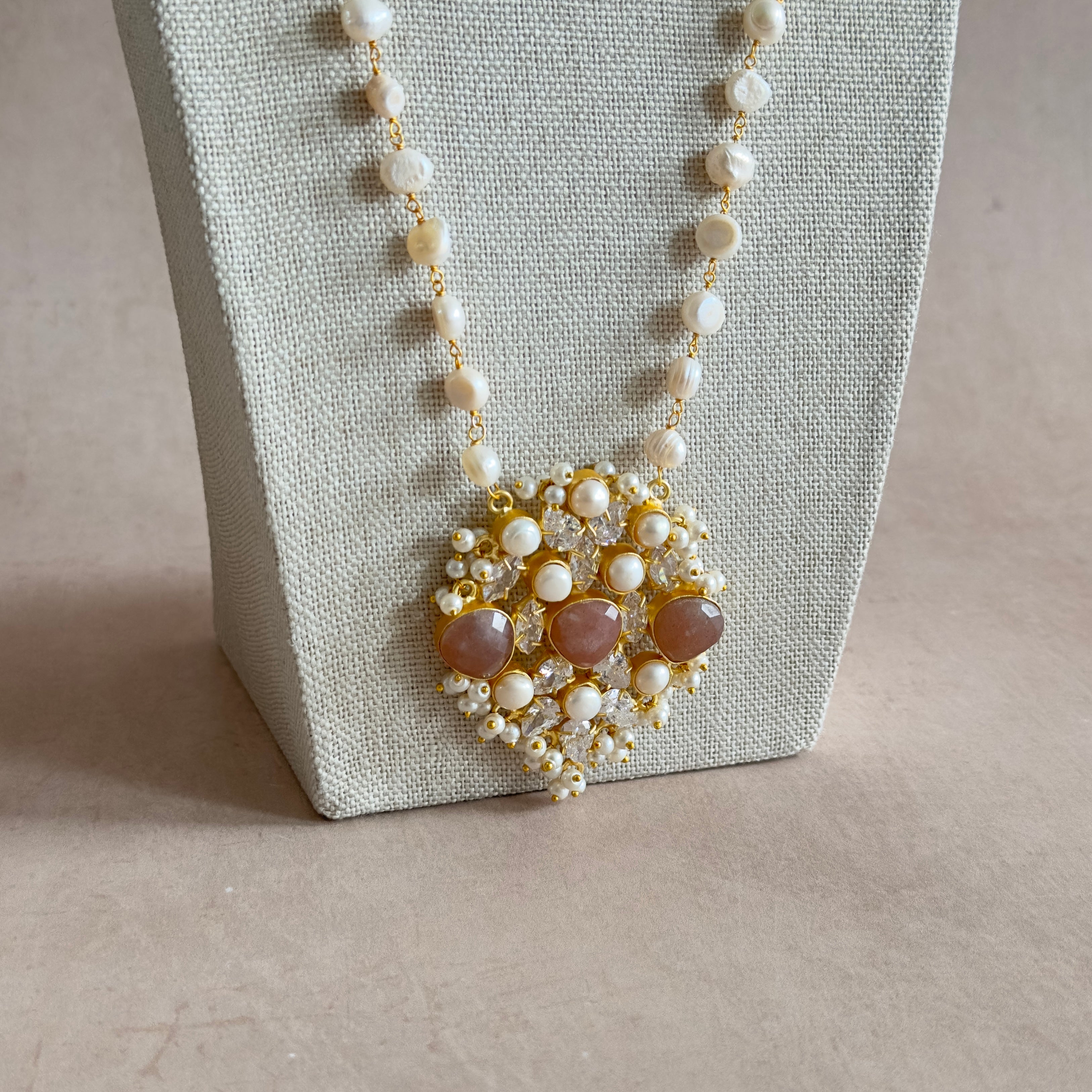 Sabah Nude Pearl Mala Set - Ahseya & Co