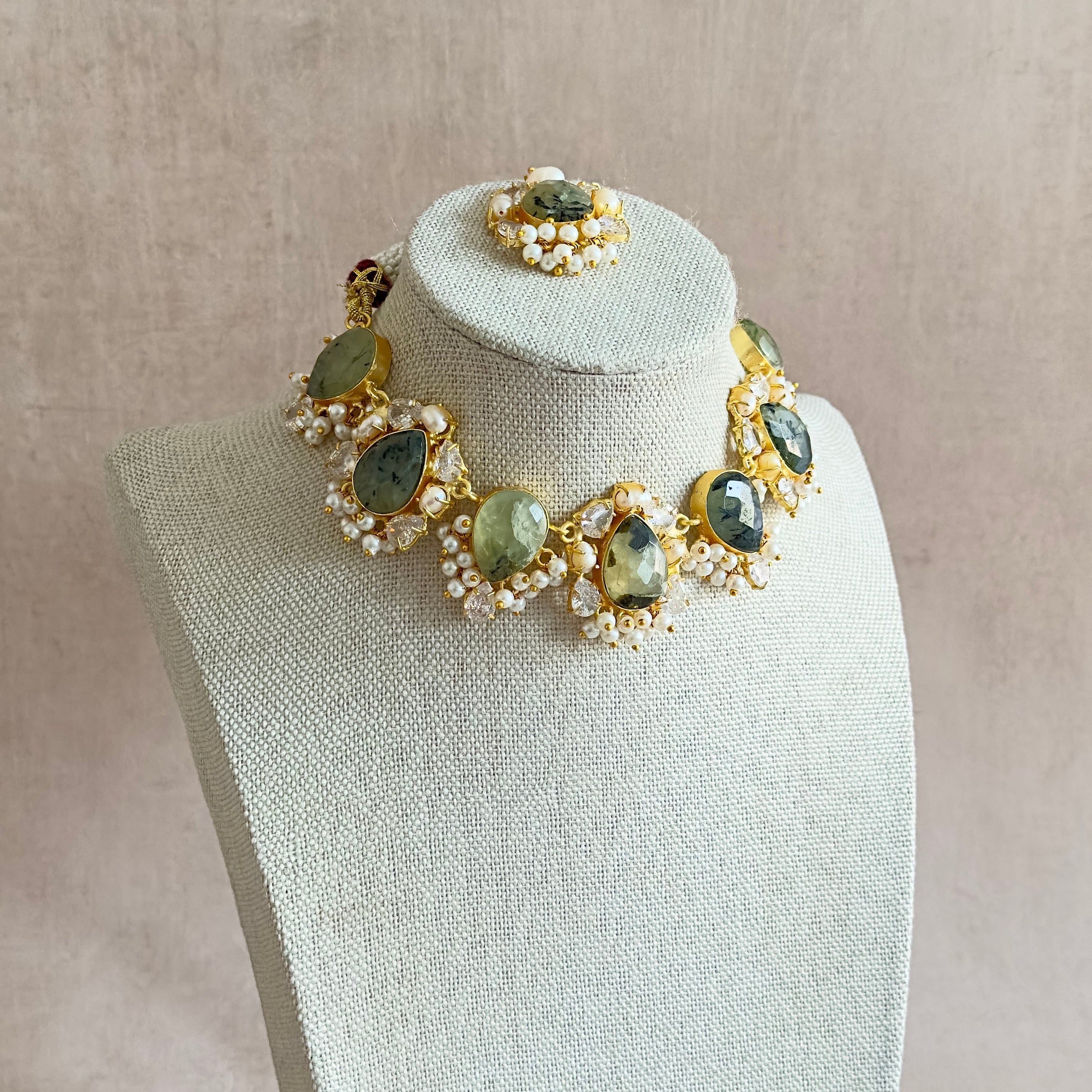 Laurel Olive Crystal Choker Set - Ahseya & Co