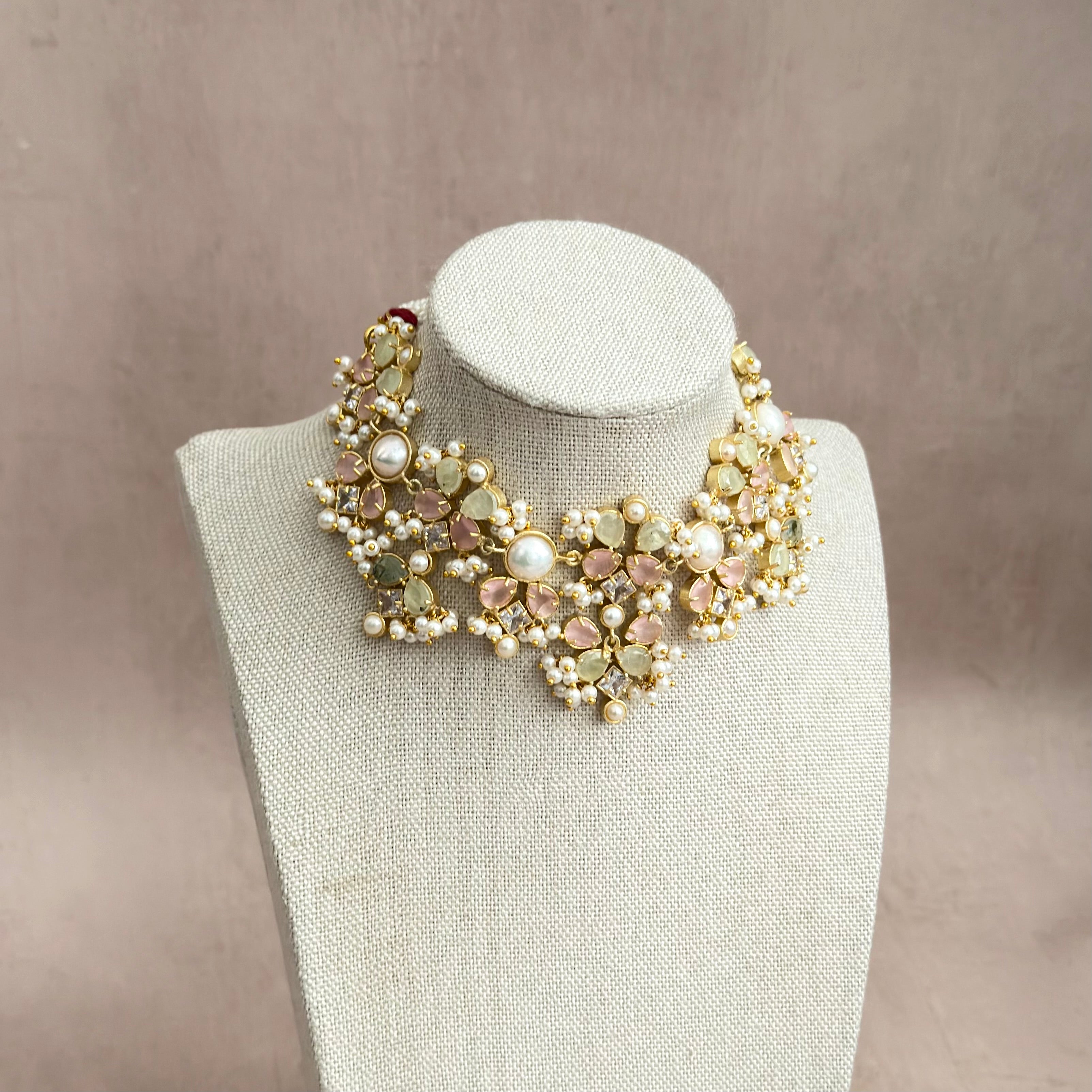 Areeba Olive Pink Choker Set (Copy) - Ahseya & Co