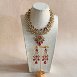 Firyal Pink Crystal Necklace Set - Ahseya & Co