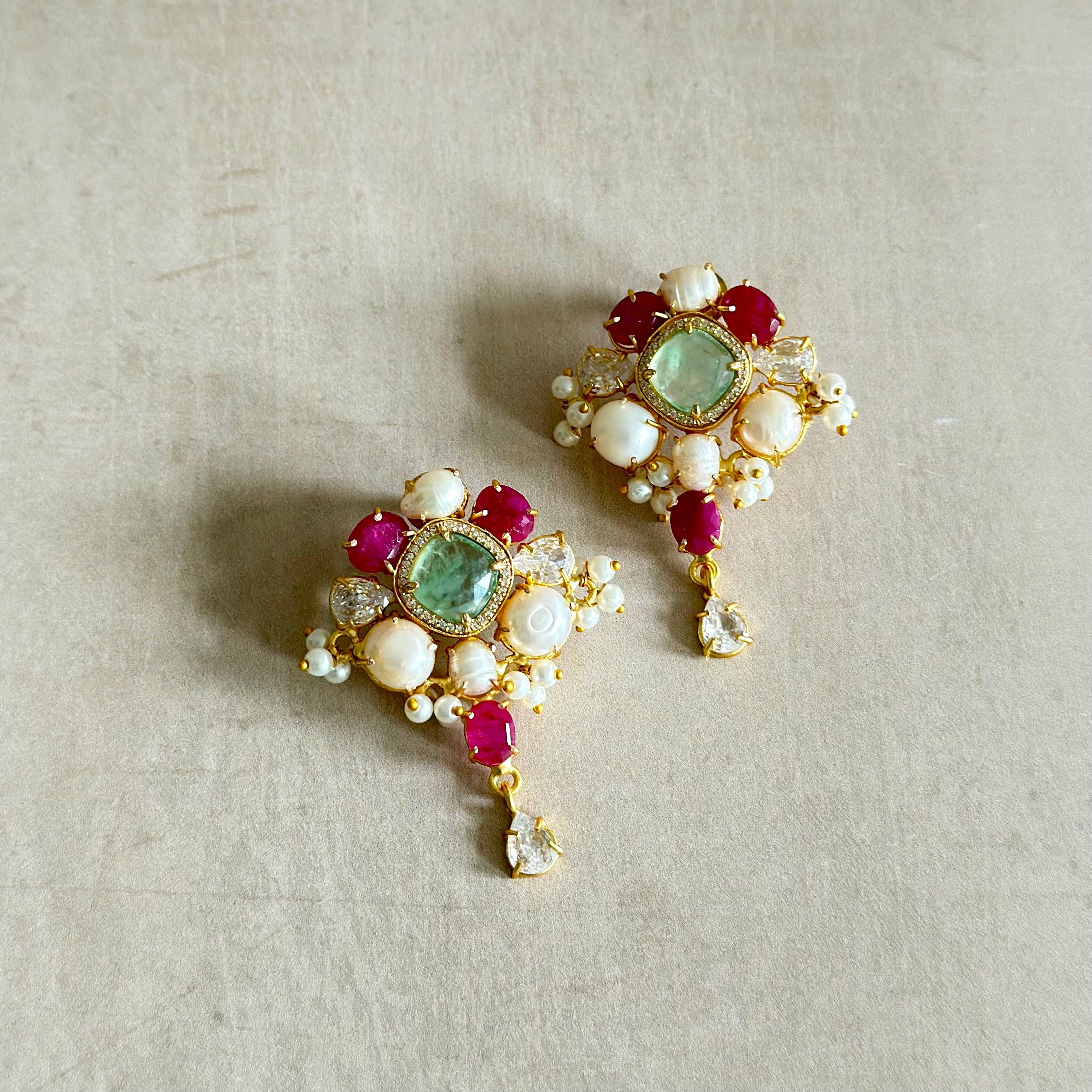 Reina Fuchsia Crystal Drop Earrings - Ahseya & Co