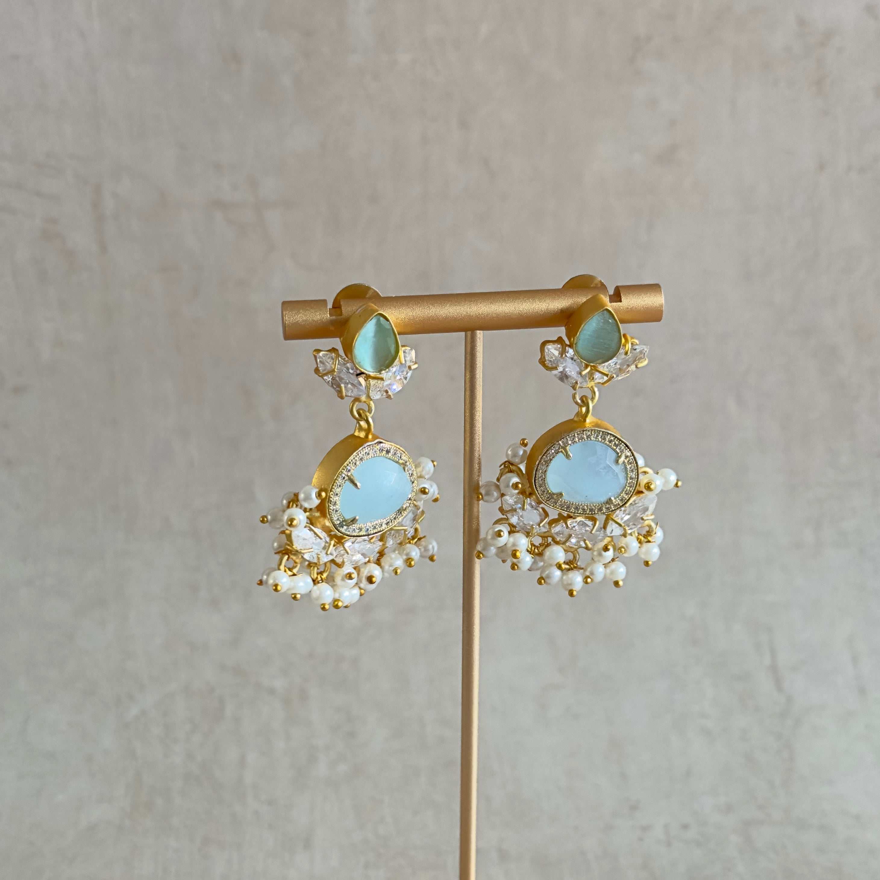 Amali Blue Crystal Drop Earrings - Ahseya & Co