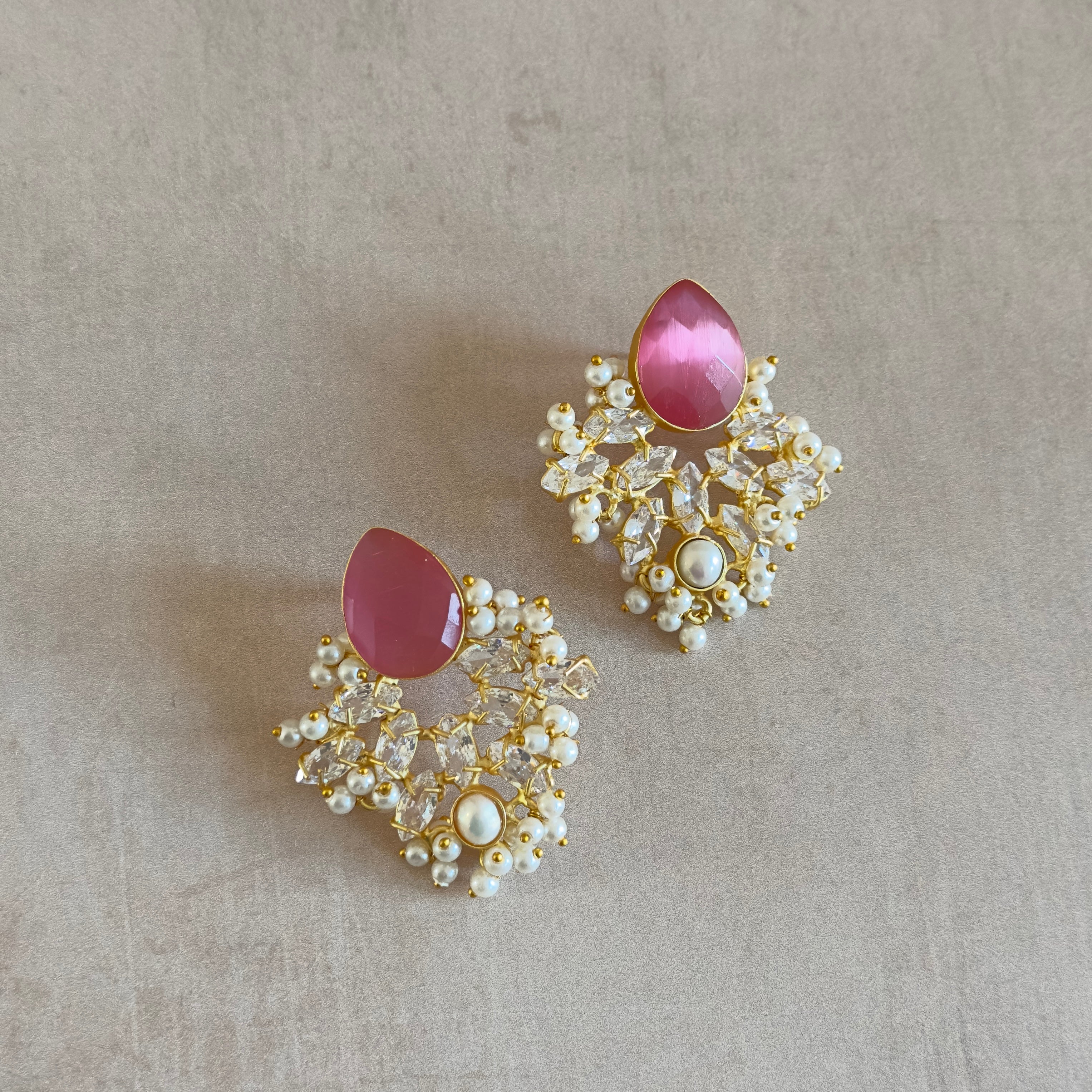 Orionne Pink Stud Earrings - Ahseya & Co