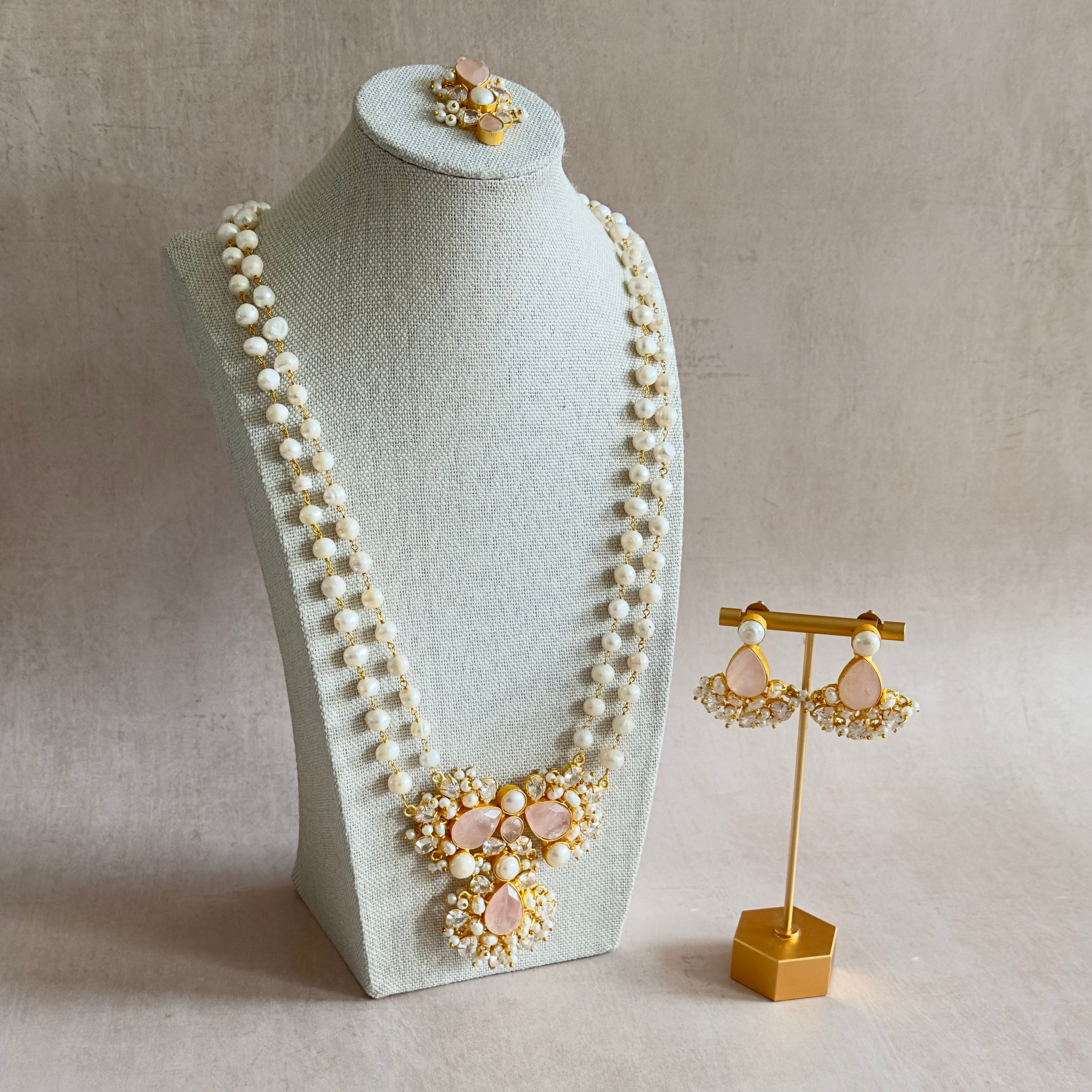 Naya Pink Pearl Mala Set - Ahseya & Co