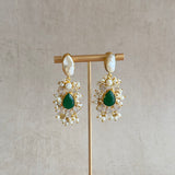 Amreen Green Crystal Pearl Drop Earrings