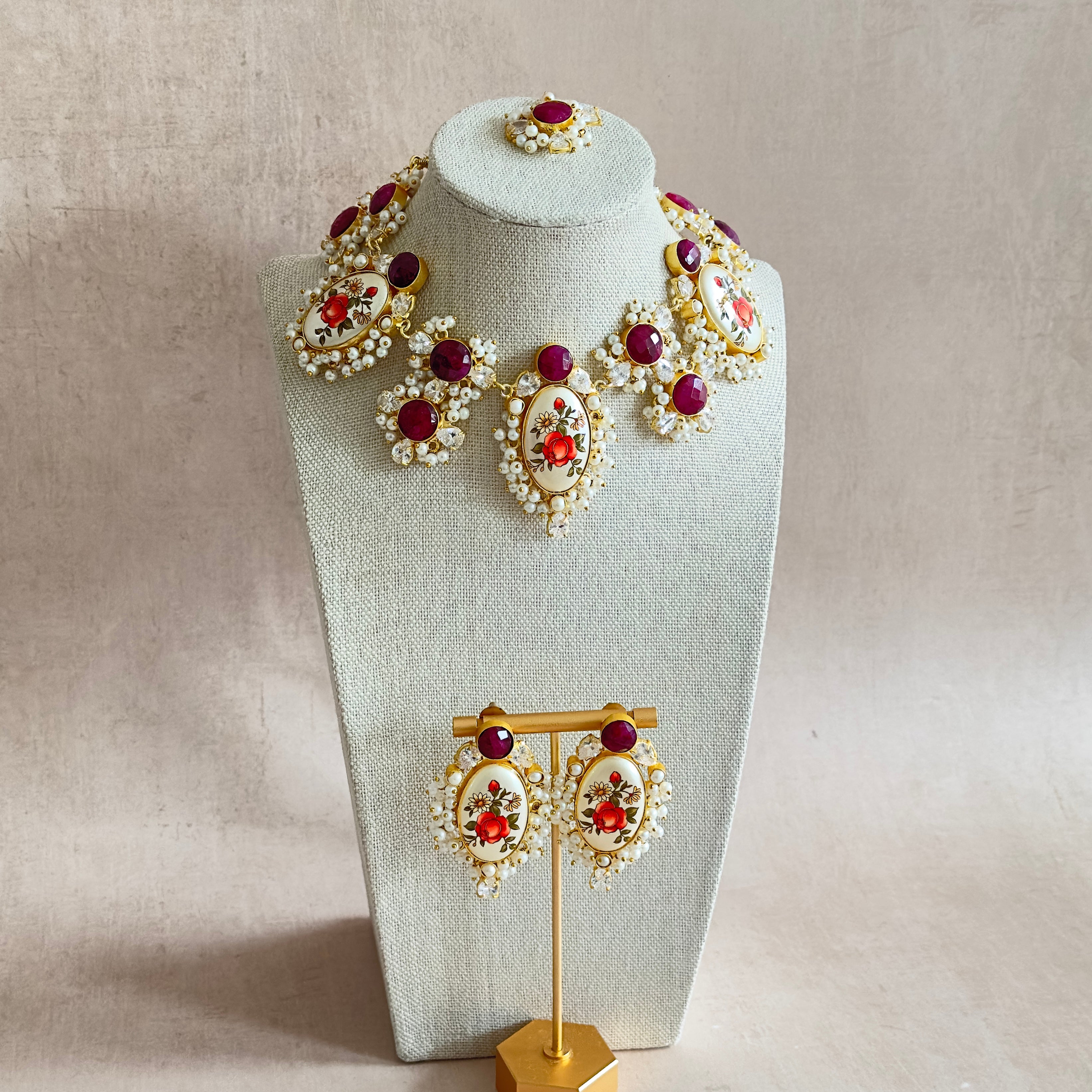 Lavera Floral Crystal Necklace Set - Ahseya & Co