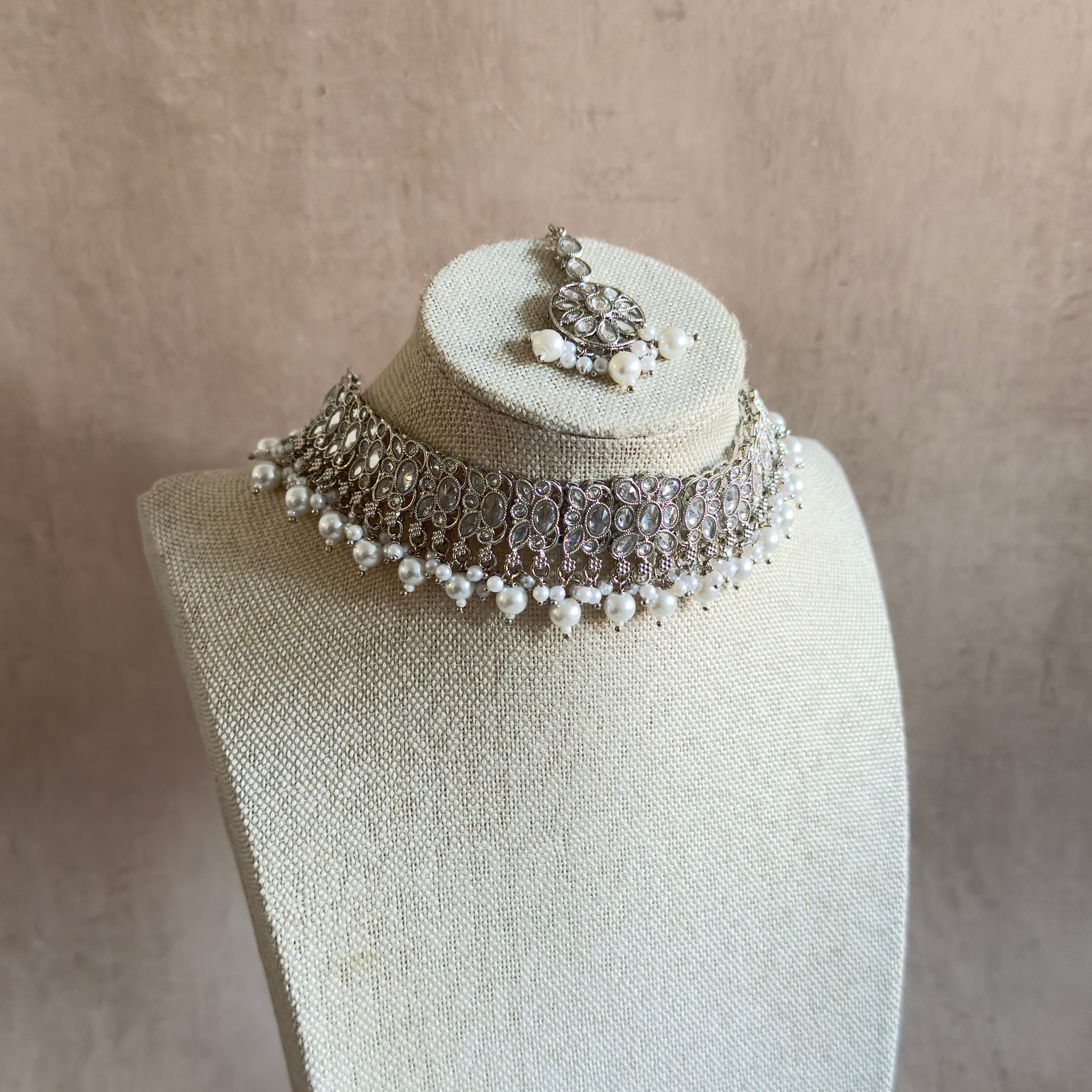 Raheela Silver Choker Set - Ahseya & Co