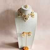 Wafaa Olive Crystal Necklace Set - Ahseya & Co