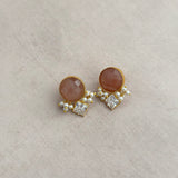 Malia Peach Crystal Stud Earrings