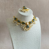 Emani Smokey Olive Crystal Necklace Set - Ahseya & Co