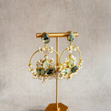 Arwa Olive Crystal Drop Earrings