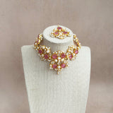 Aaliyah Pink Crystal Choker Set - Ahseya & Co