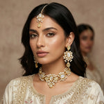 Rahma Grey Crystal Necklace Set - Ahseya & Co
