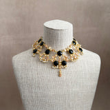 Vinnie Black Peach Crystal Necklace Set