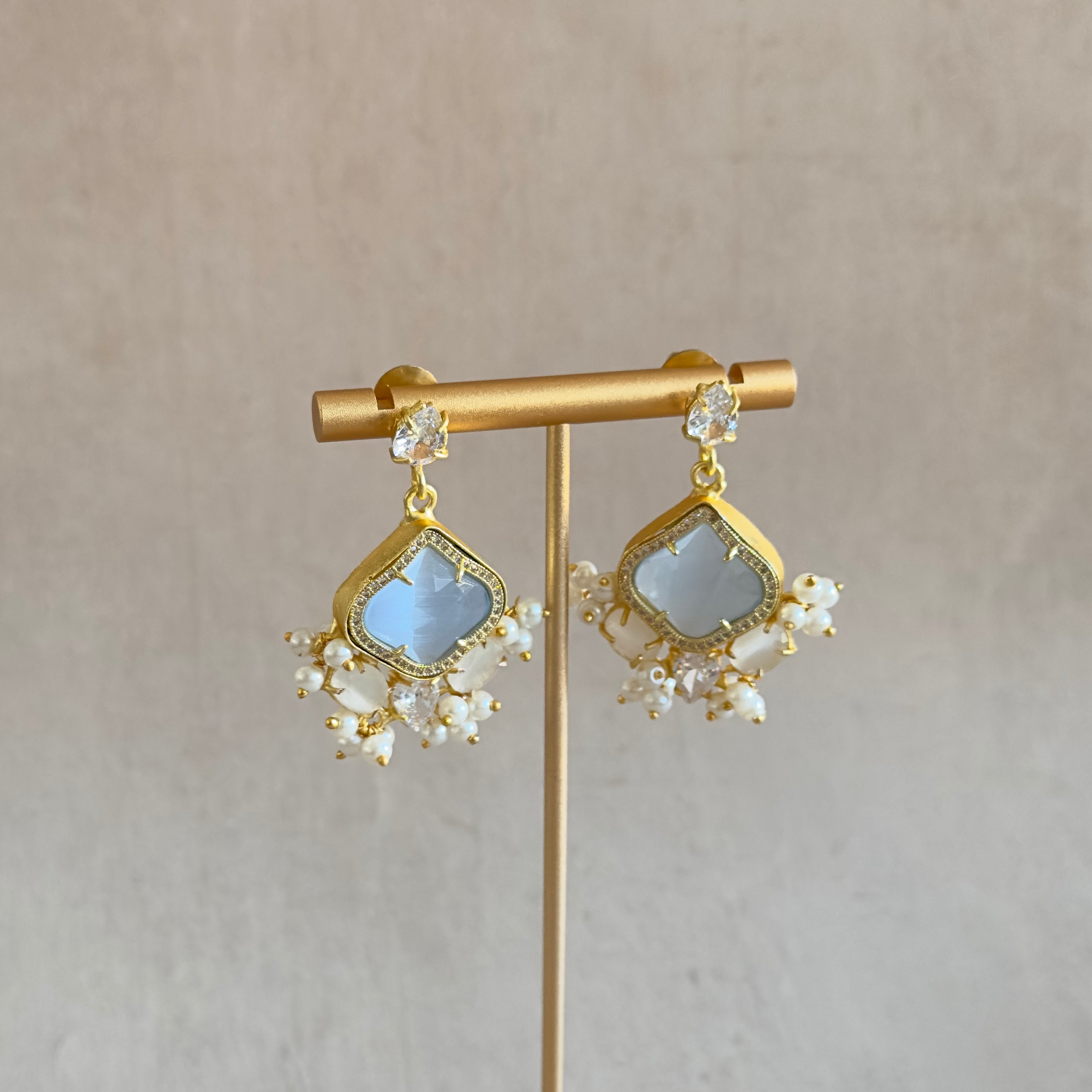 Grey Crystal Drop Earrings - Ahseya & Co